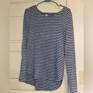 Old Navy Navy and White Striped Knit Top